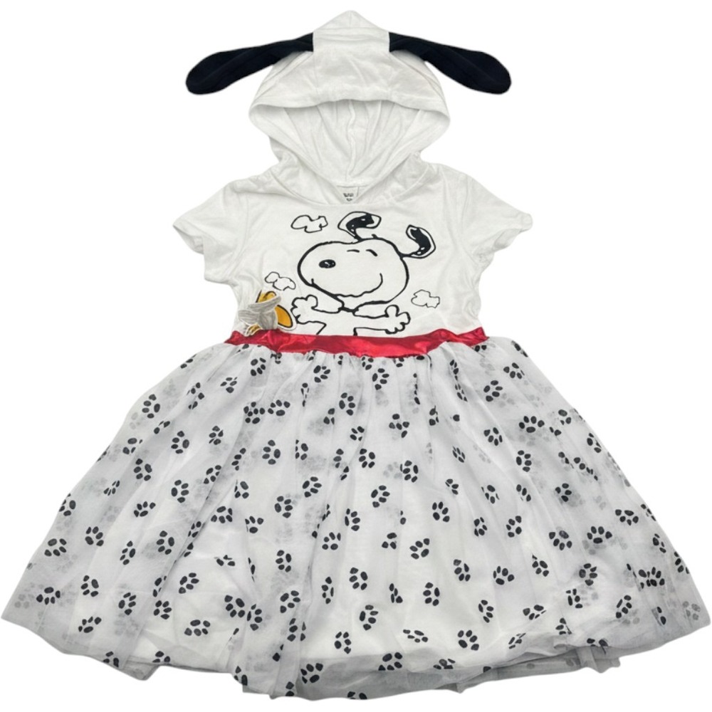 Peanuts Snoopy Hooded Tutu Dress Girls L 10/12 Paw Print Tulle NWT